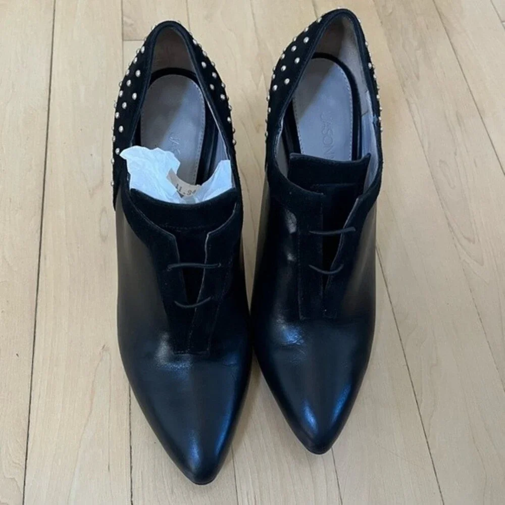 Jason Wu All Leather Gold Studded Made in Italy Bootie in Black 36.5